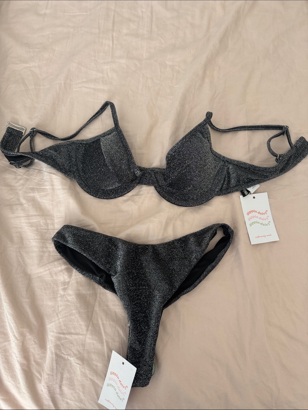 Shimmery Black Two-Piece Bikini Set